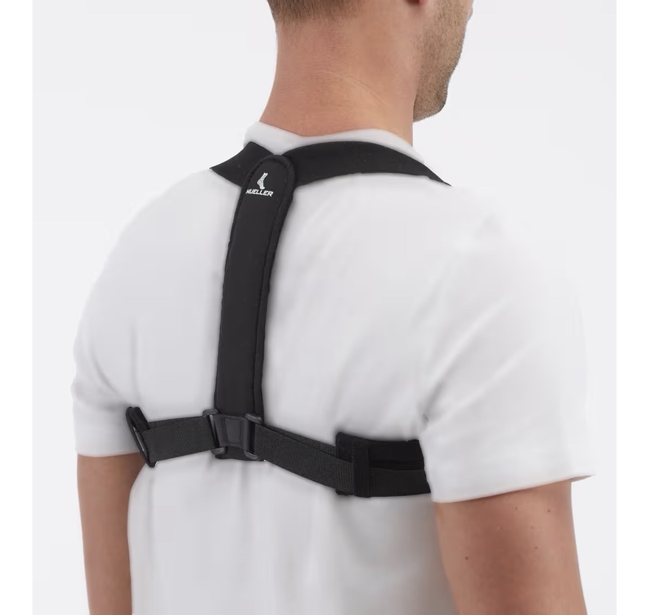 Mueller Adjustable Posture Corrector Black Cotton Unisex One Size Fits Most