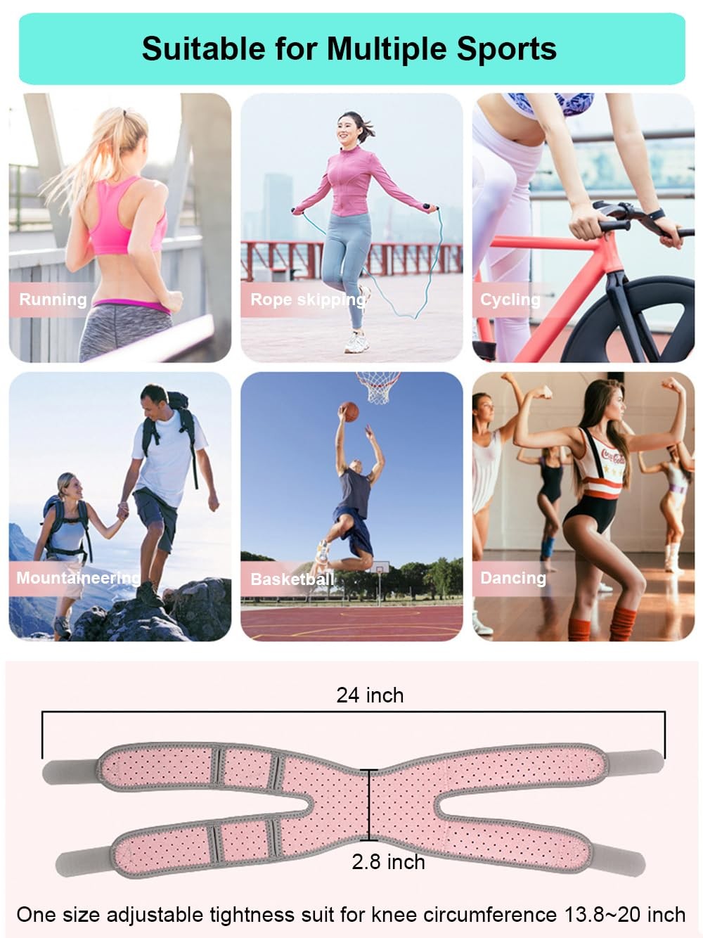 Knee Brace for Women Men Braces Pain, Patellar One Size, Pink
