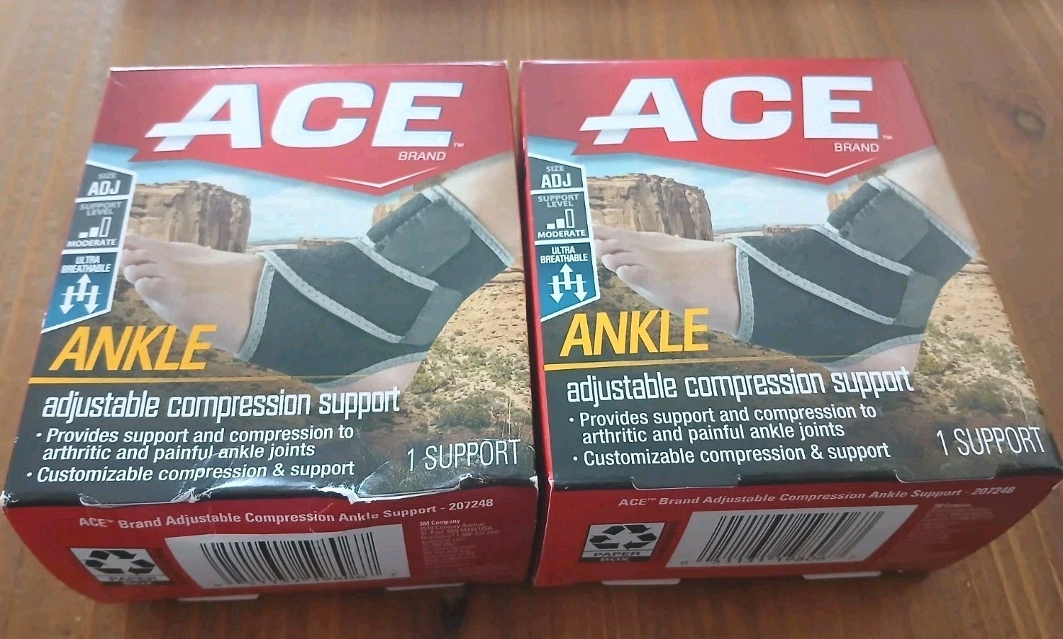2-Pack ACE Brand 3M Adjustable Compression Moderate Neoprene Support Ankle Wrap