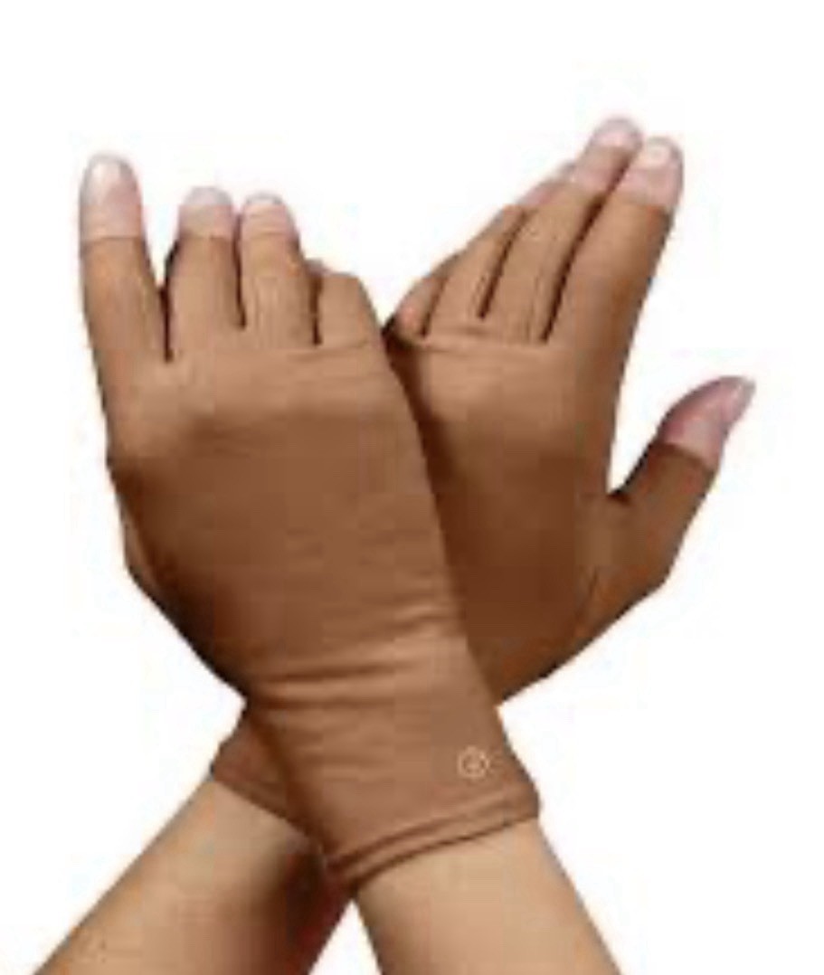 Grace & Able Gentle Compression Gloves Sz M Caramel Brown Arthritis EDS RSI New