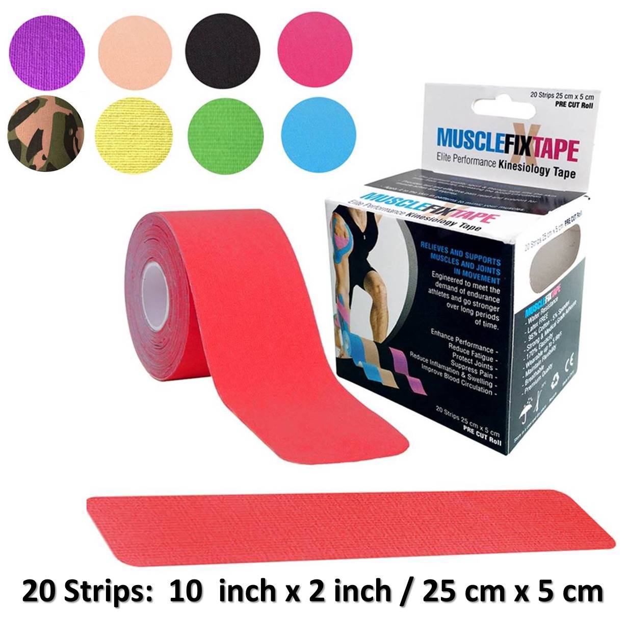 Sports Kinesiology Recovery Precut Tape Roll Athletic Muscle Therapy Pain Relief