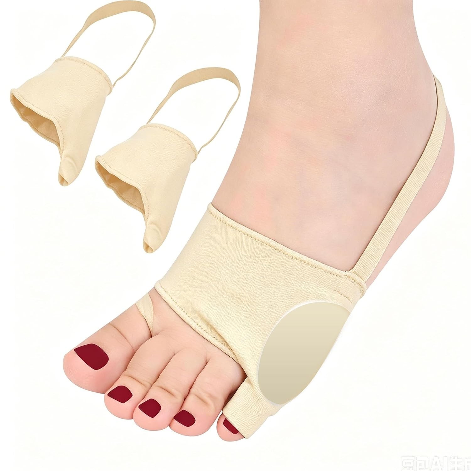 1PAIR Bunion Sock (Beige-XL) Bunionette Sleeves with Built-in Silicon Gel Pads