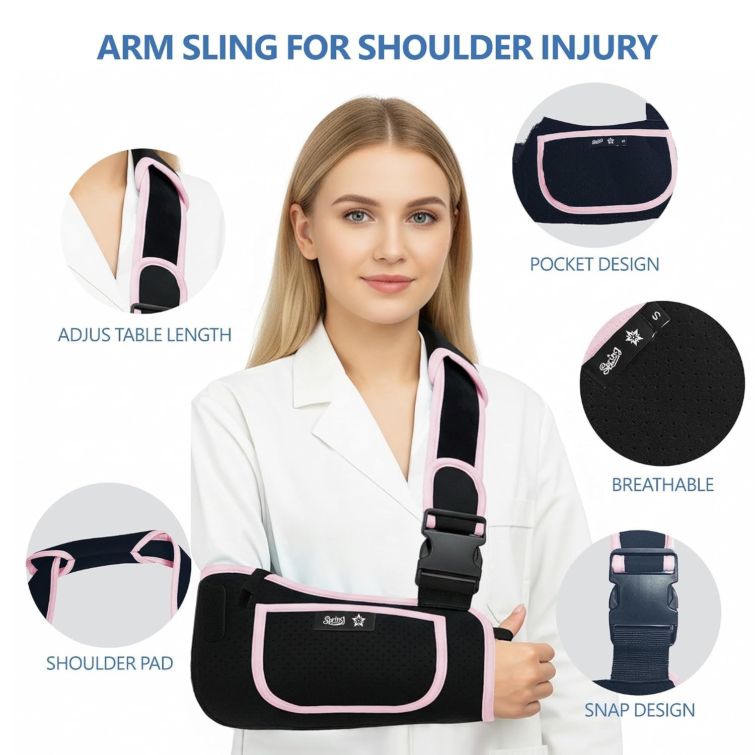 Stylish Adjustable Arm Sling Shoulder Immobilizer – Pink for All-Day Comfort