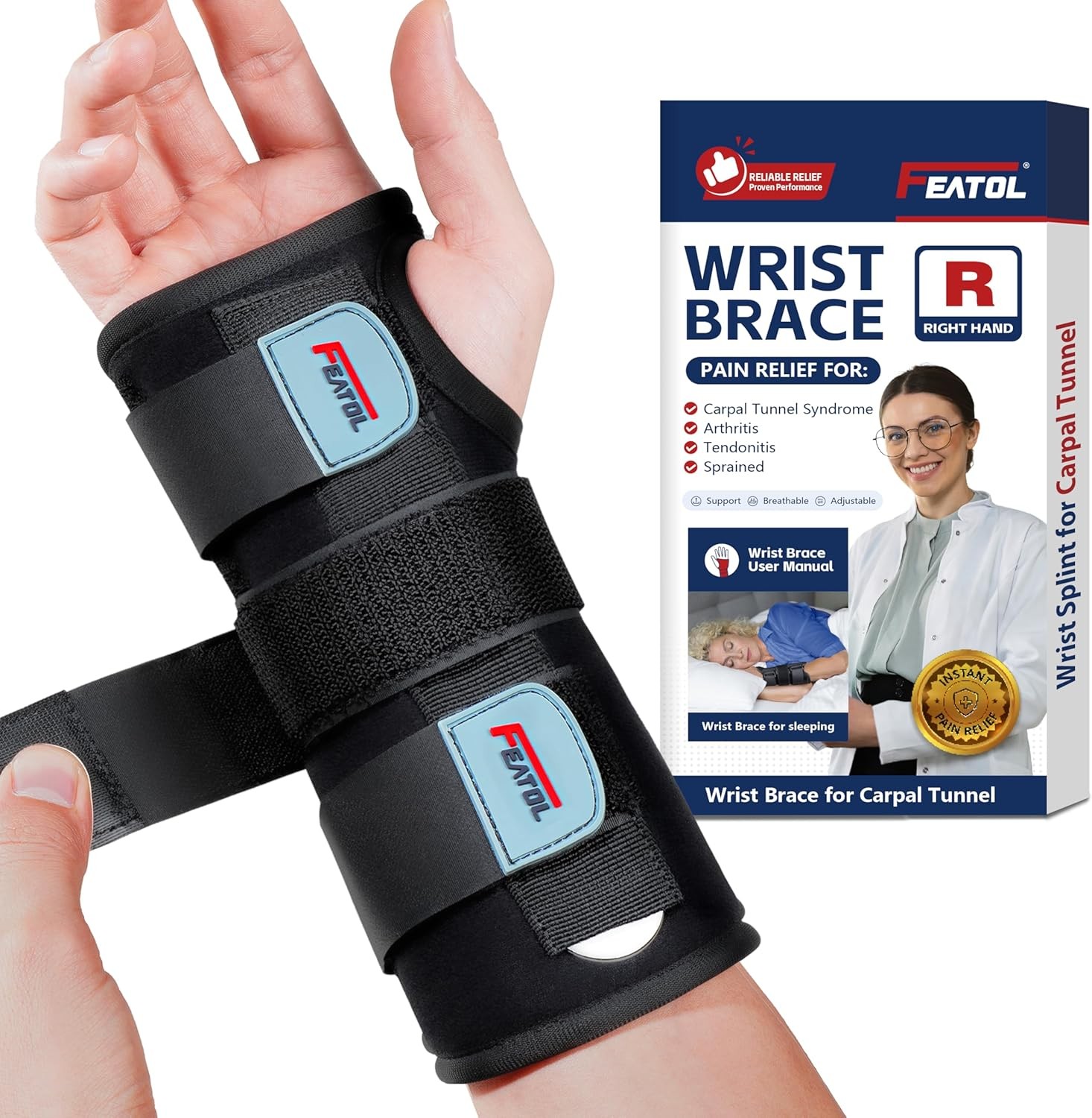 Wrist Hand Brace Support for Women Men Pain Relief Tendonitis Arthritis Sprain