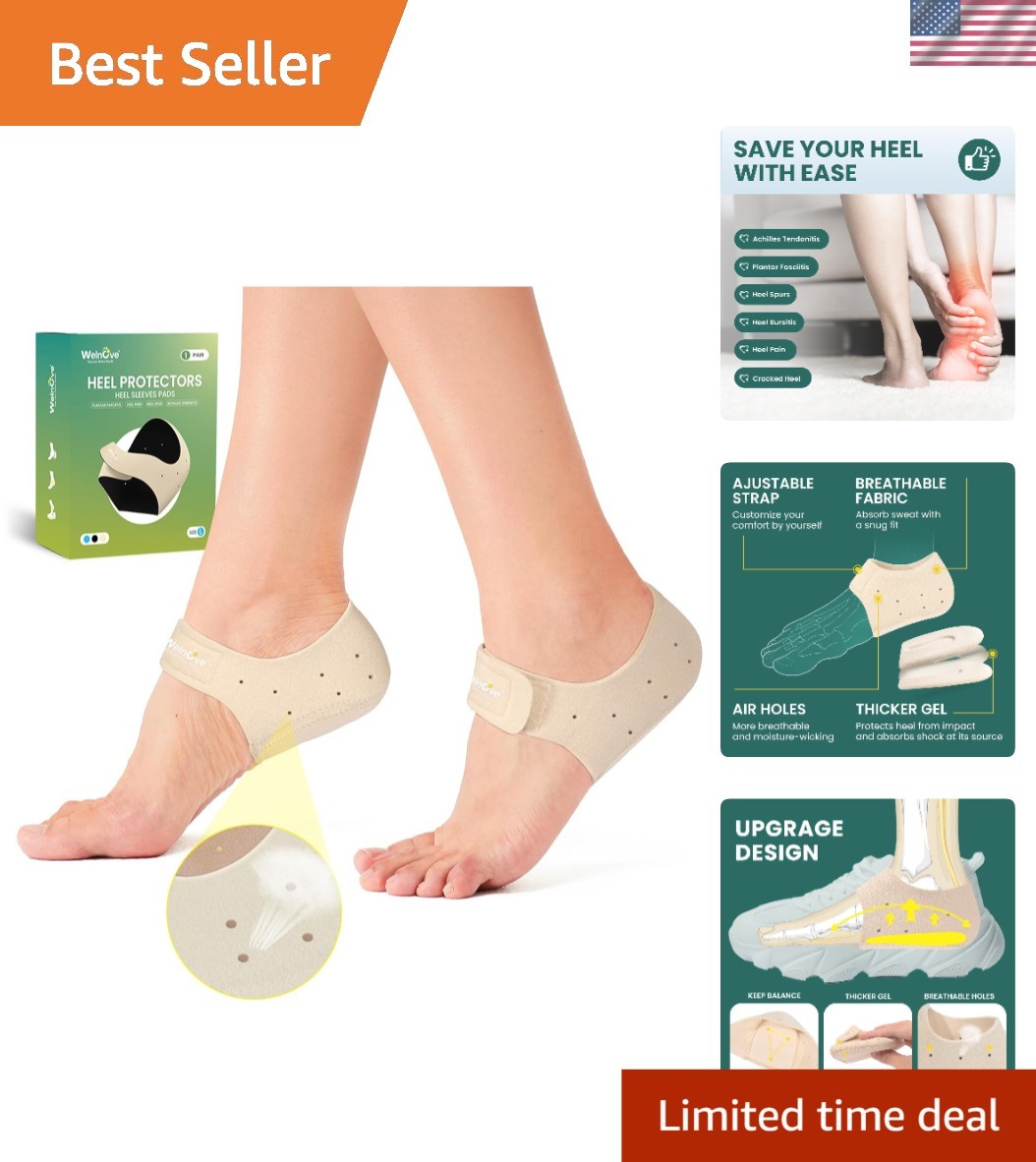 Adjustable Gel Heel Protectors for Plantar Fasciitis Relief – Men 8.5-14 & Wo…