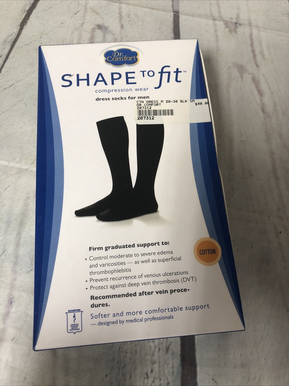 Men 20-30 mmhg Compression Knee Dress Socks Support Dr Comfort Shape Fit small