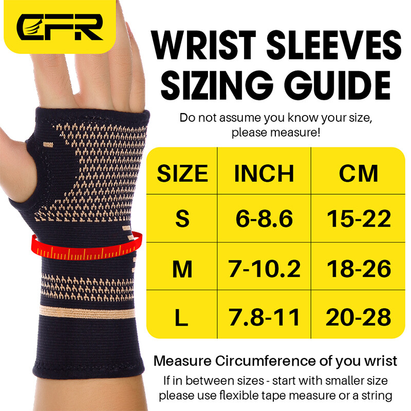 Copper Wrist Support Brace Compression Sleeve Arthritis Carpal Tunnel Hand B