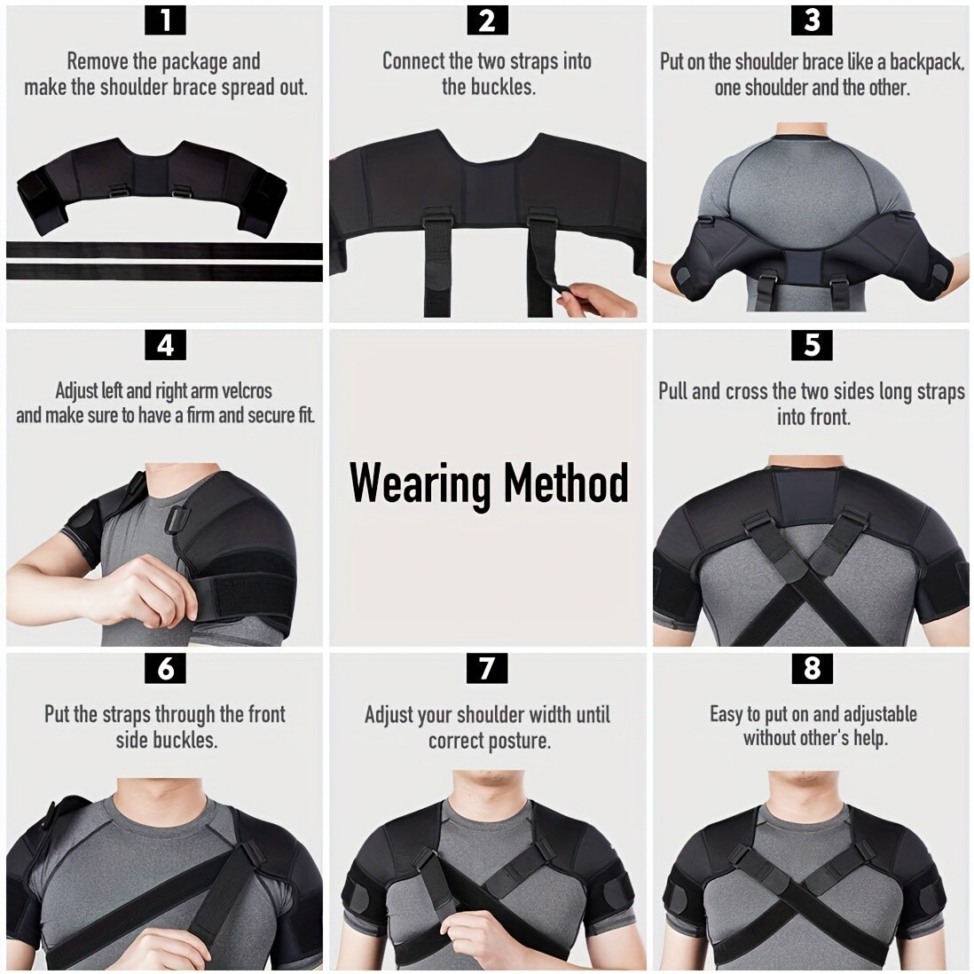 Double Shoulder Brace Torn Rotator Cuff Adjustable Support Sleeve Pain Relief