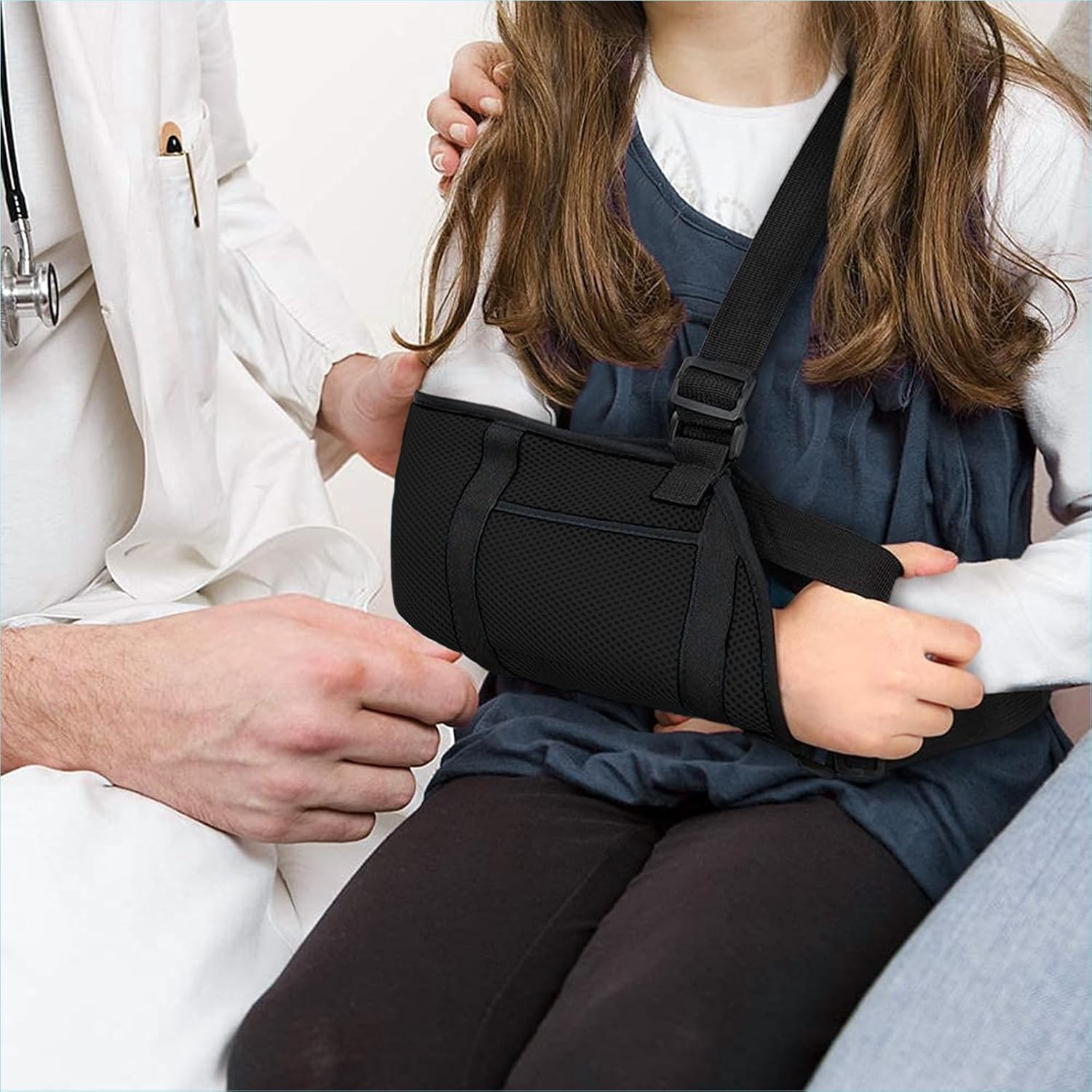 Sling for Broken Arm, Arm Sling with Waist Strap, Padded Support Shoulder Immobi