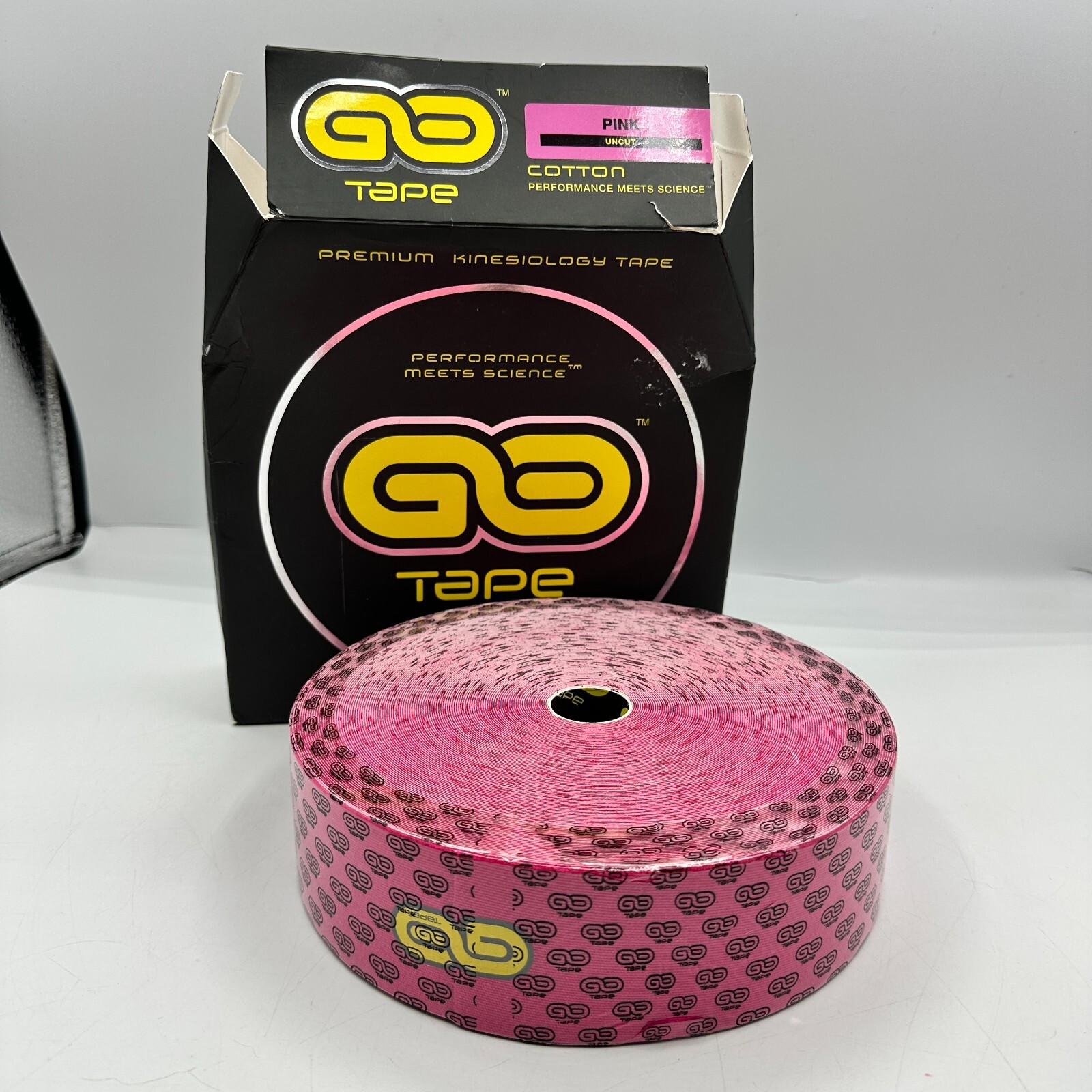 NEW GO TAPE Pink Premium Kinesiology Tape Uncut – 2 in x 125 ft Cotton Open Box