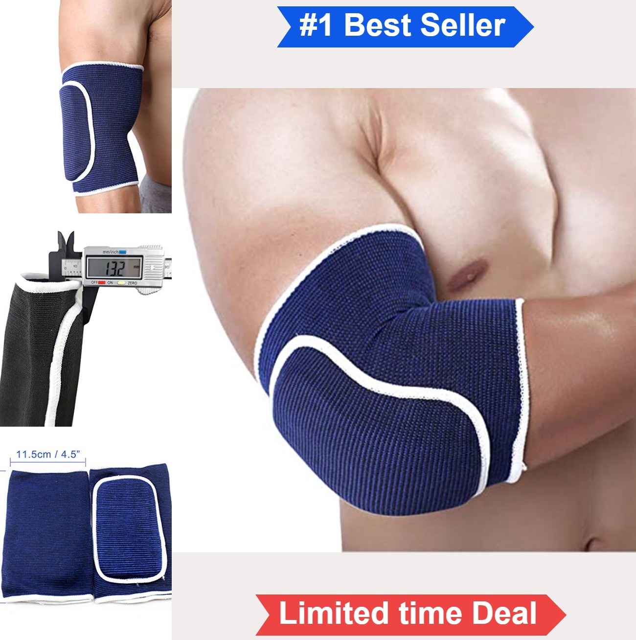 Compression Elbow Pads 1 Pair Breathable Braces Support for Sports Basketball
