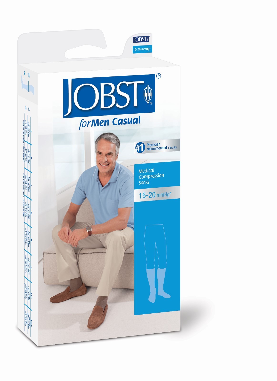 Jobst forMen Mens Casual Compression Knee Socks 15-20 mmhg Supports Therapeutic
