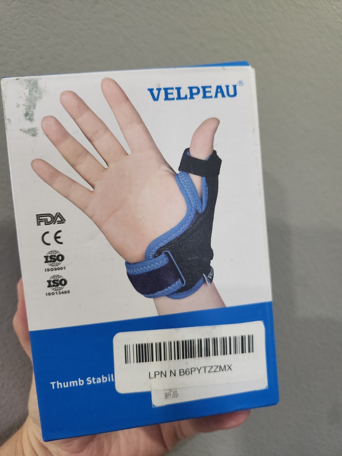 VELPEAU VP0905 Thumb/Wrist Stabilization Brace L Black/Blue Adjustable