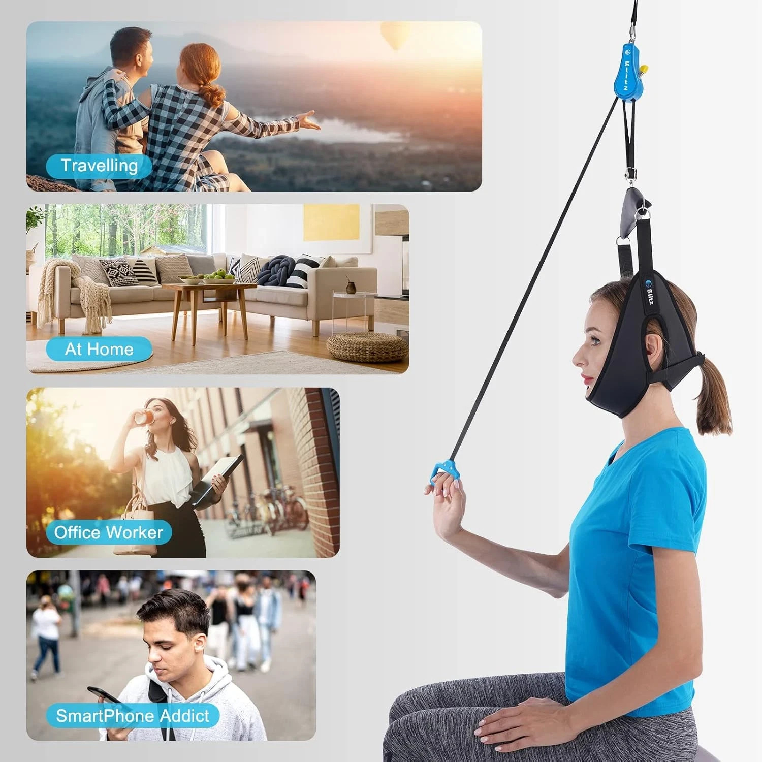 Cervical Neck Traction Device for Home Use, Portable Neck Stretcher Hammock over