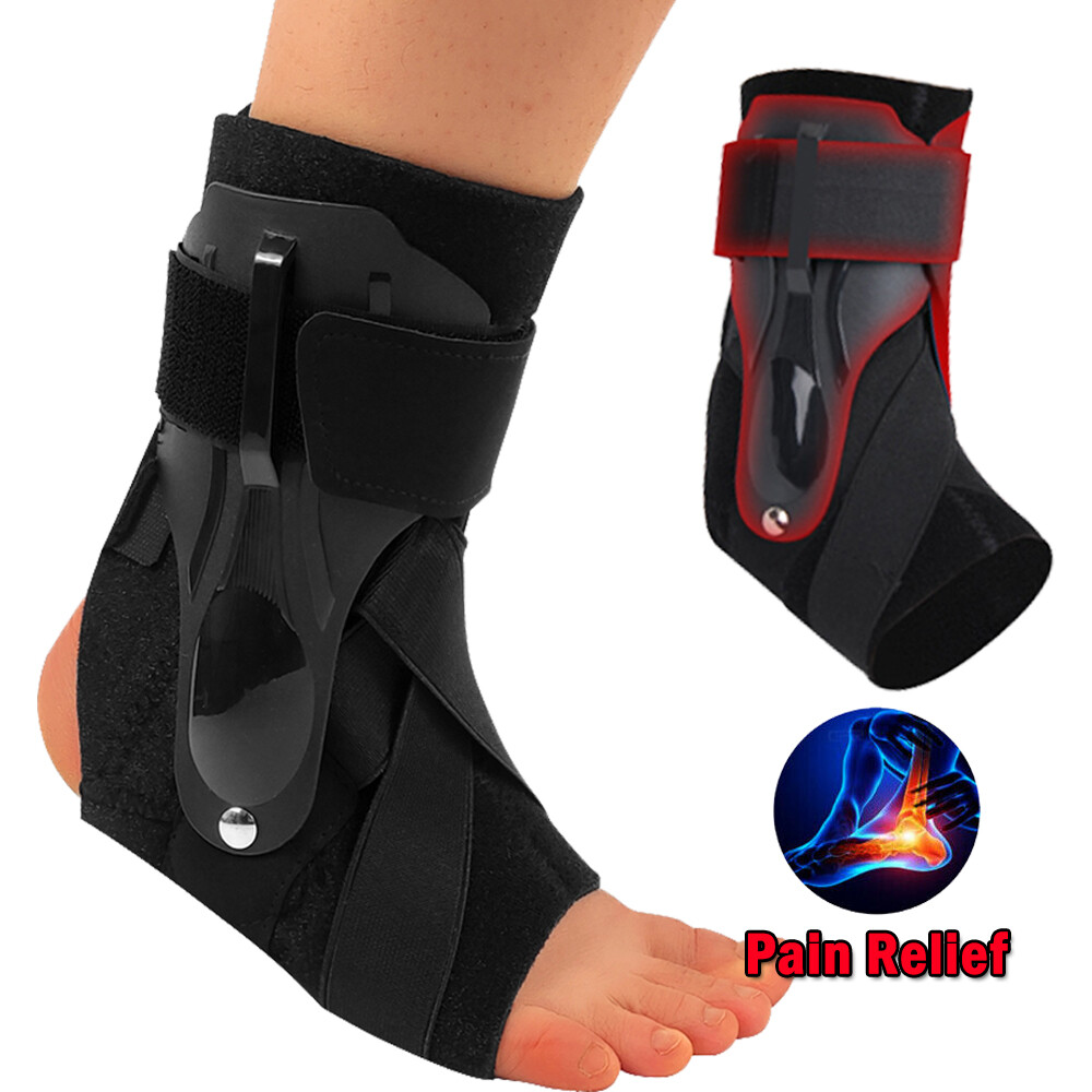 Ankle Brace Support Compression Stabilizer Pain Relief Black Foot Lace Up Wrap