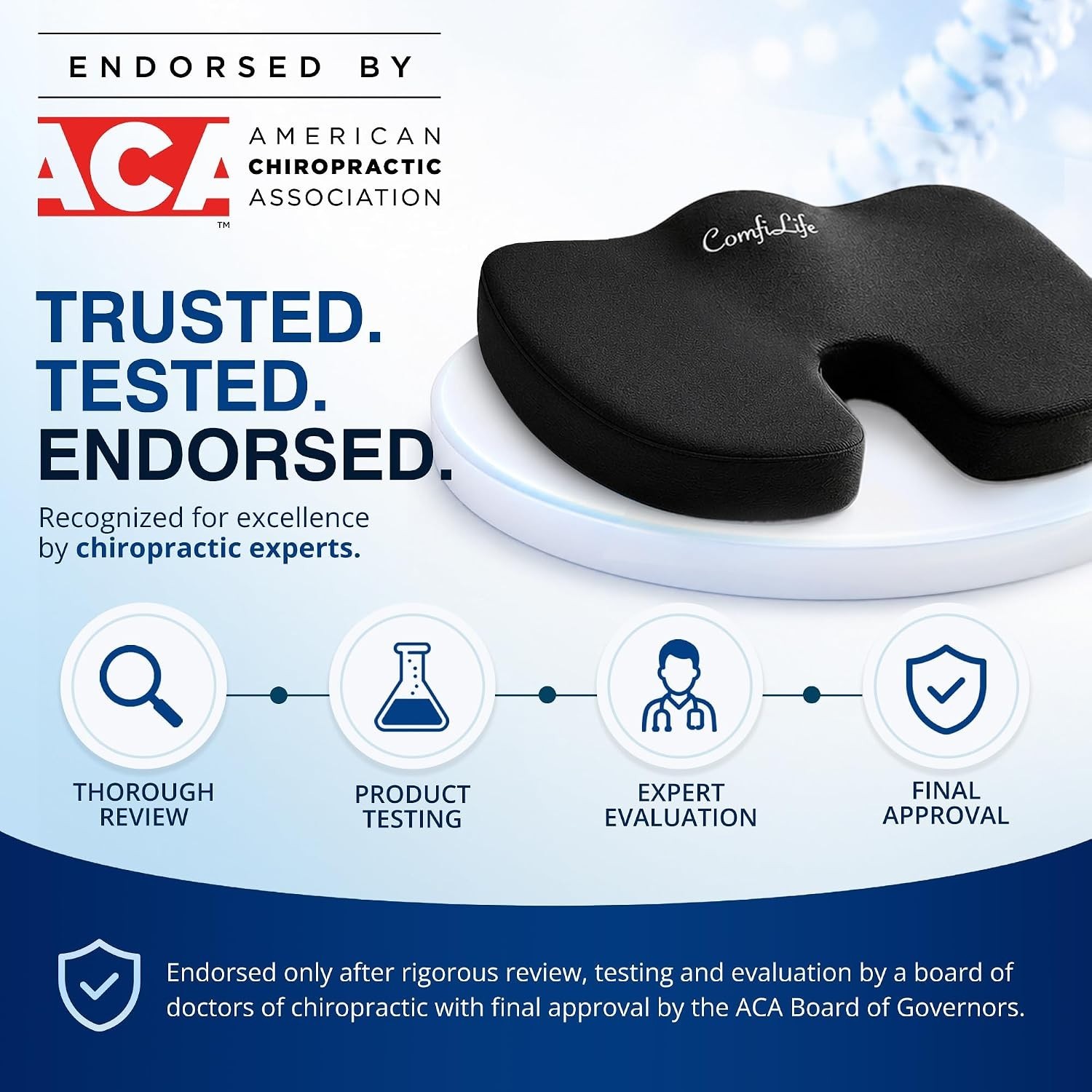 ComfiLife Gel Memory Foam Seat Cushion U-Shaped Coccyx Support Black