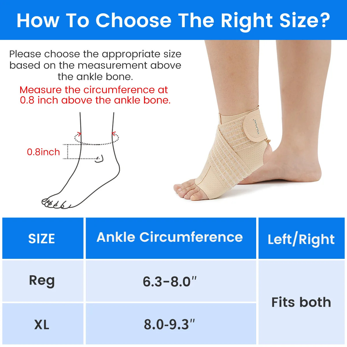 Support Ankle Compression Sleeve Adjustable for Achilles Tendonitis and Plantar