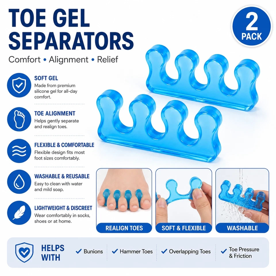Toe Gel Separator Bunion Corrector Hammer Toe Straightener Silicone Spreader
