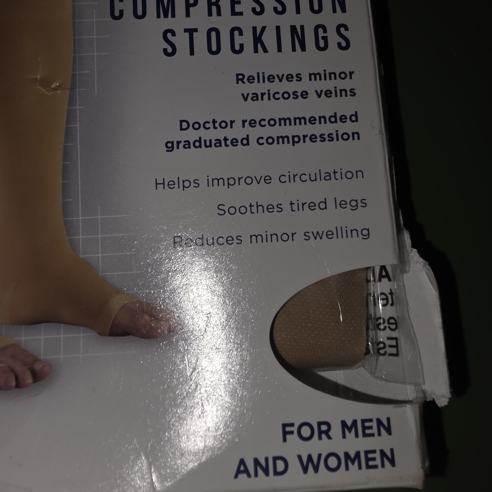 Truform 0875 Compression Stocking Unisex Medical 15-20 mmHg Open Toe BEIGE Large
