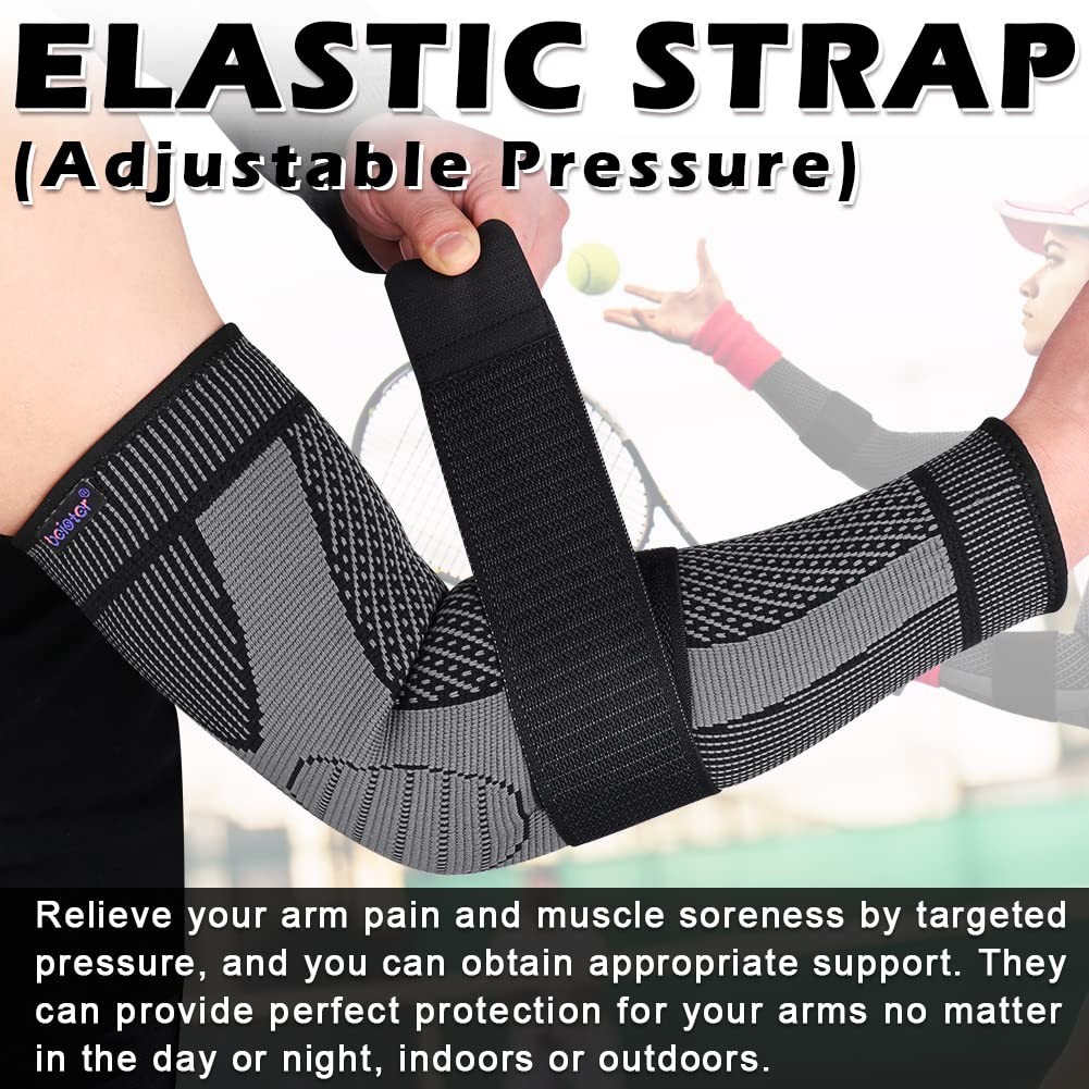 Compression Arm Sleeves with Elastic Strap for Men & Women (Pairs), Elbow Bra…