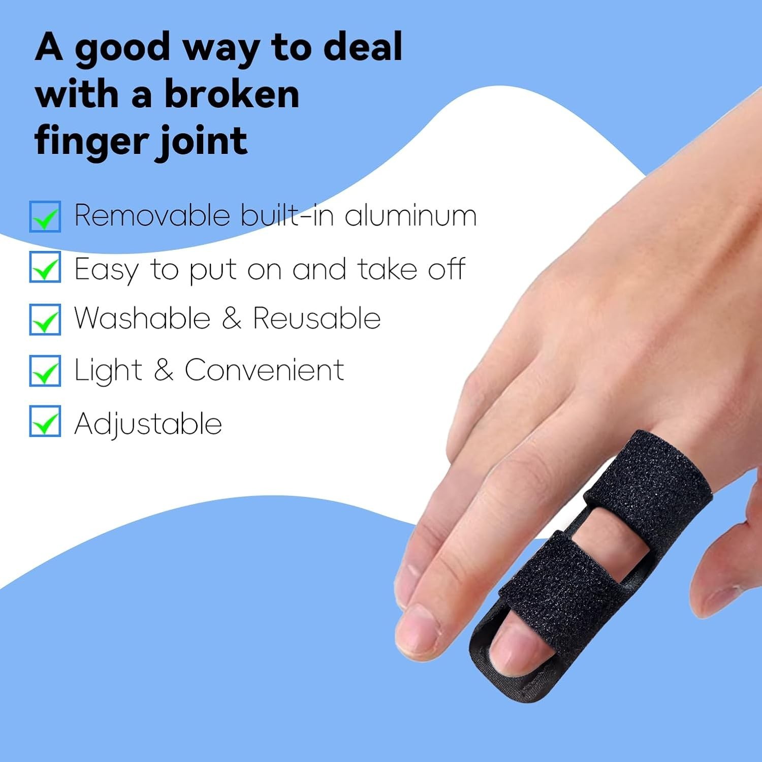 Adjustable Finger Splint 2 Pack – Lightweight Brace for Sprain & Pain Relief