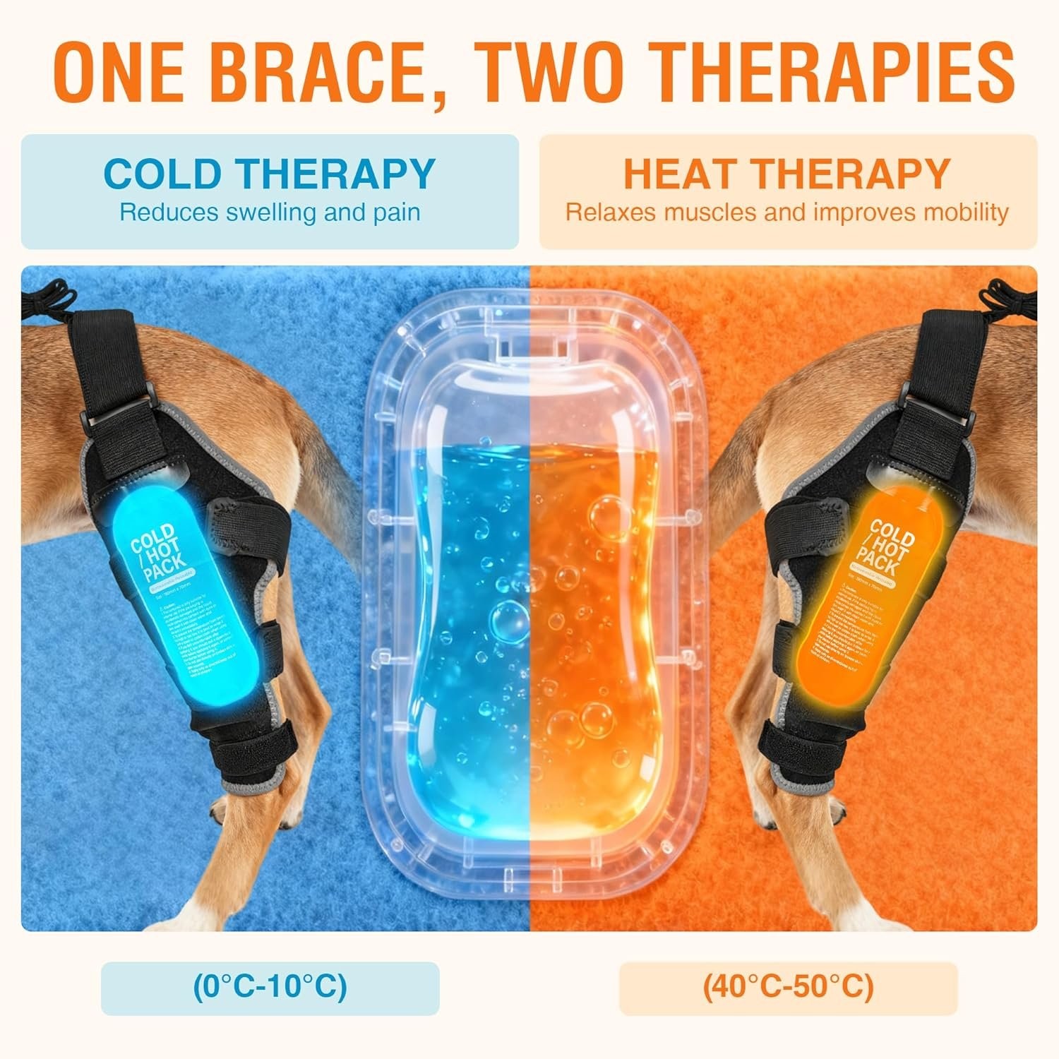 Large Dog Brace for Back Leg for Support – Breathable Adjustable Dog ACL Knee Br