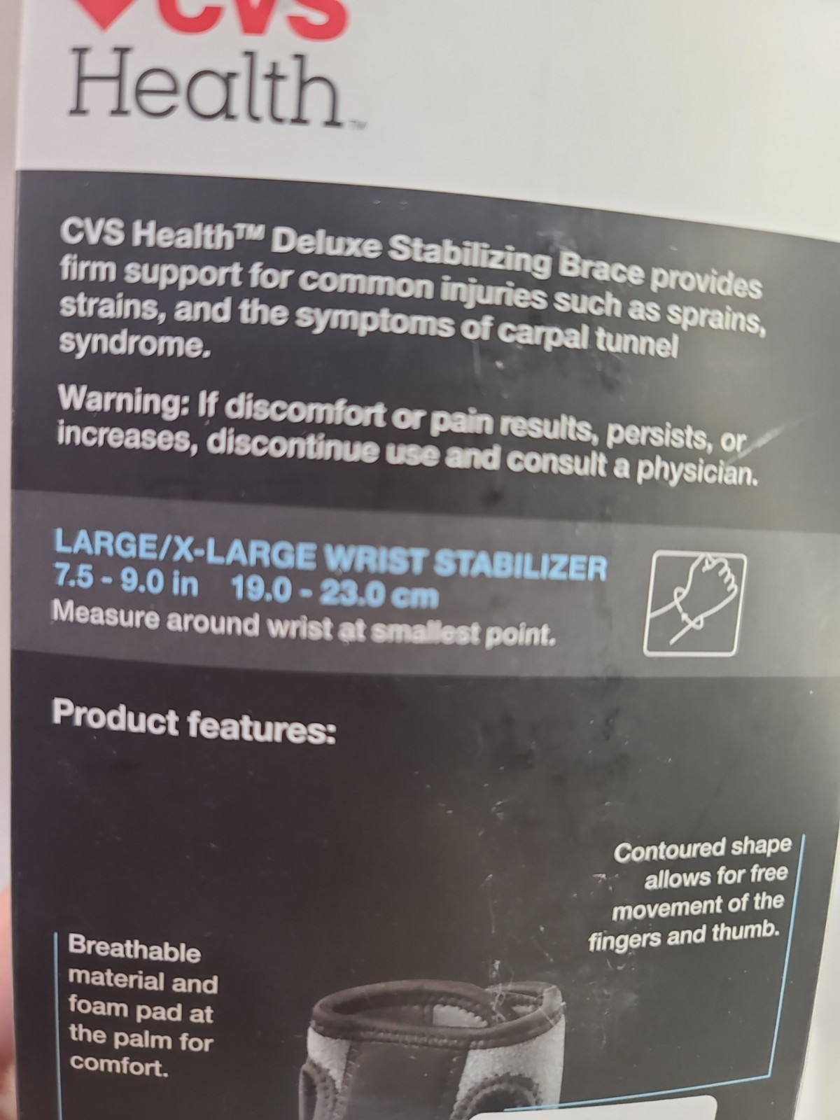 DELUXE STABILIZING BRACE, WRIST, FIRM SUPPORT, LG/XL