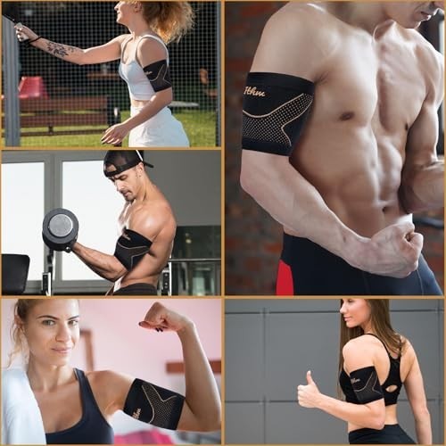 Copper Bicep Tendonitis Brace, Bicep Compression Sleeve for , Upper Arm Brace fo