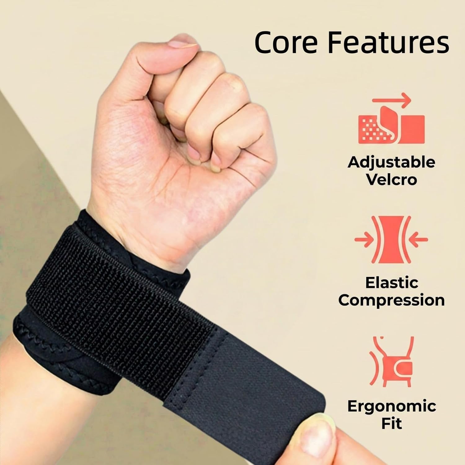 2PCS Adjustable Wrist Support Brace, Compression Wrist Wraps, Wrist Guard