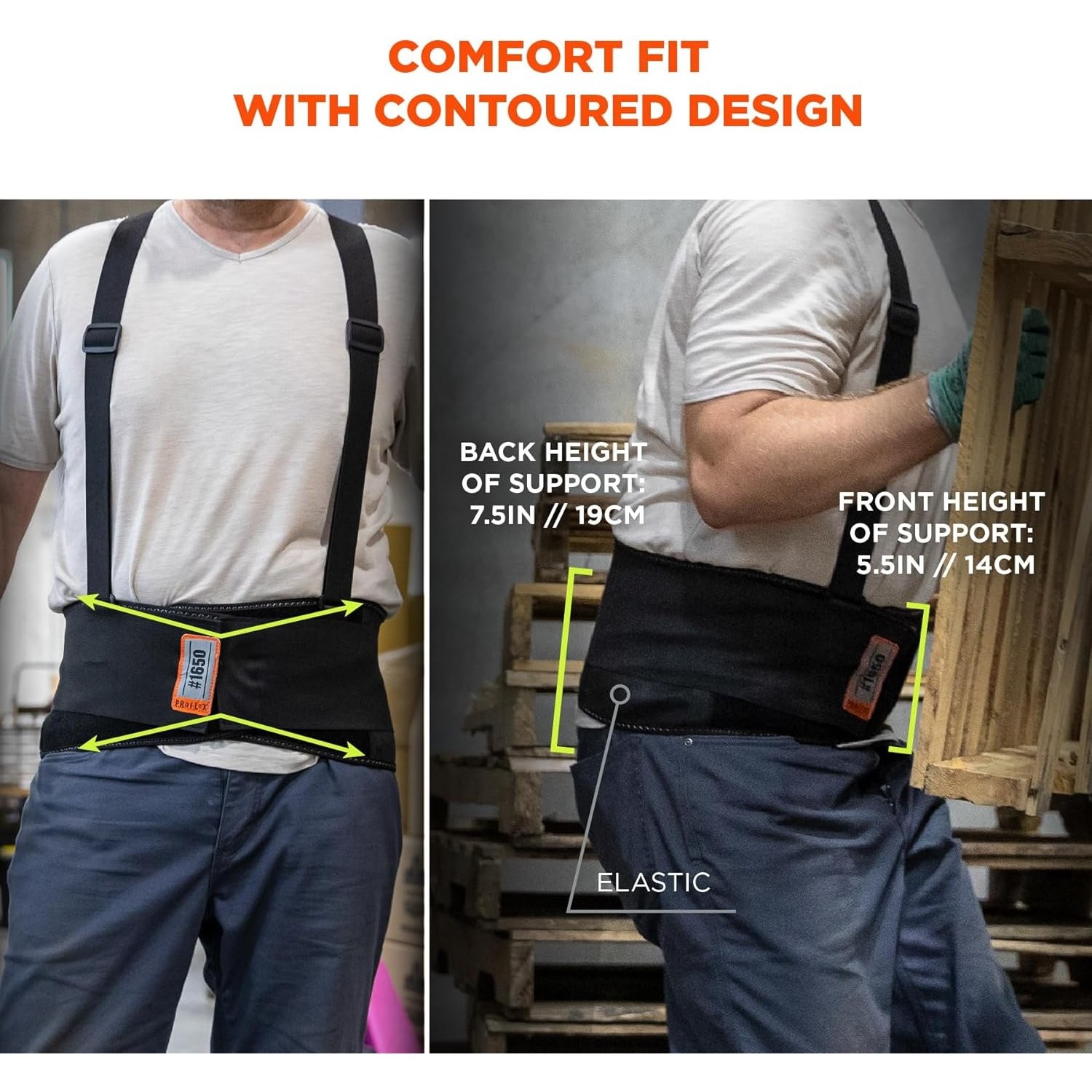 Elastic Back Support Belt for Adults Large Size with Adjustable Suspenders