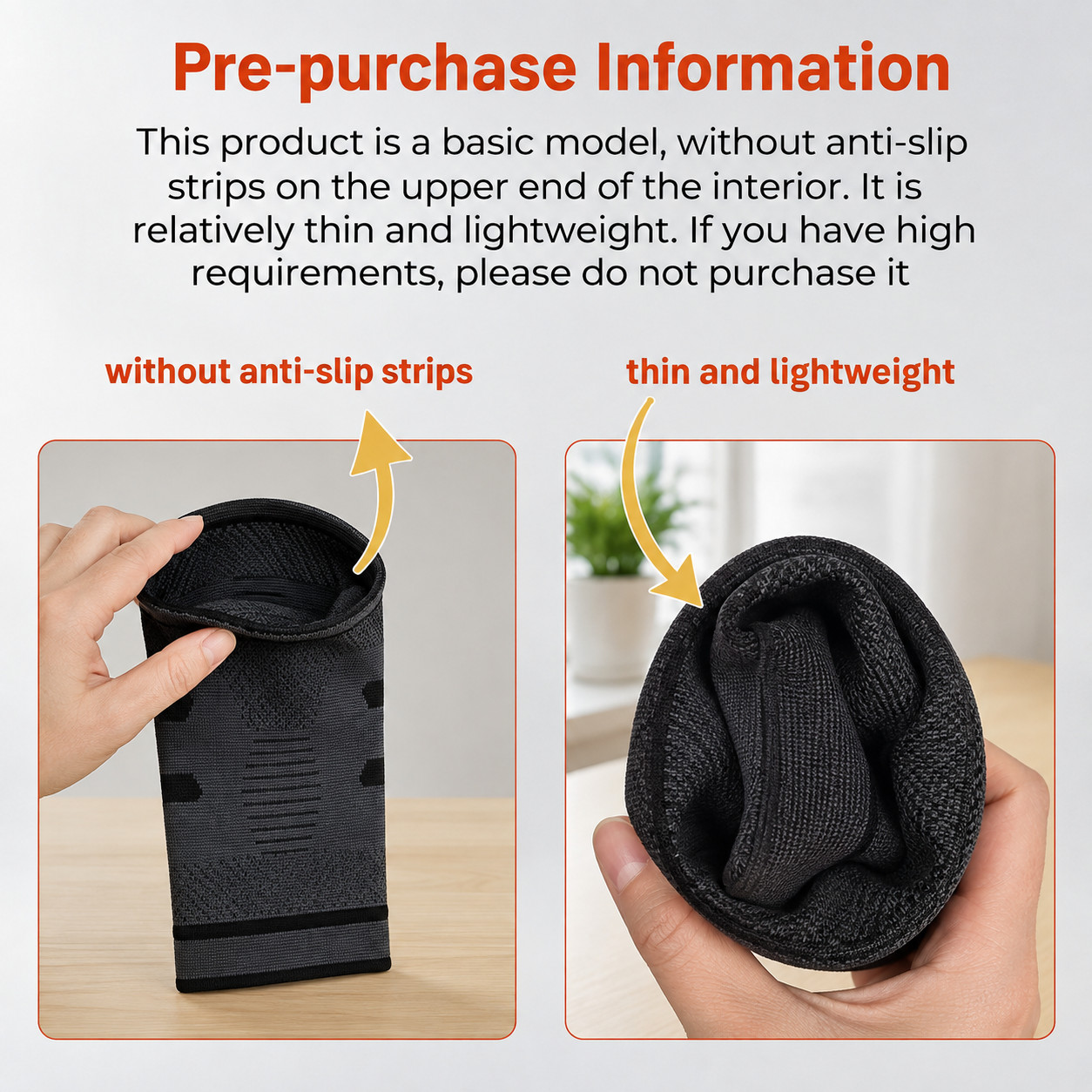 Knee Sleeve Compression Brace Support For Sport Gym Joint Pain Arthritis Relief