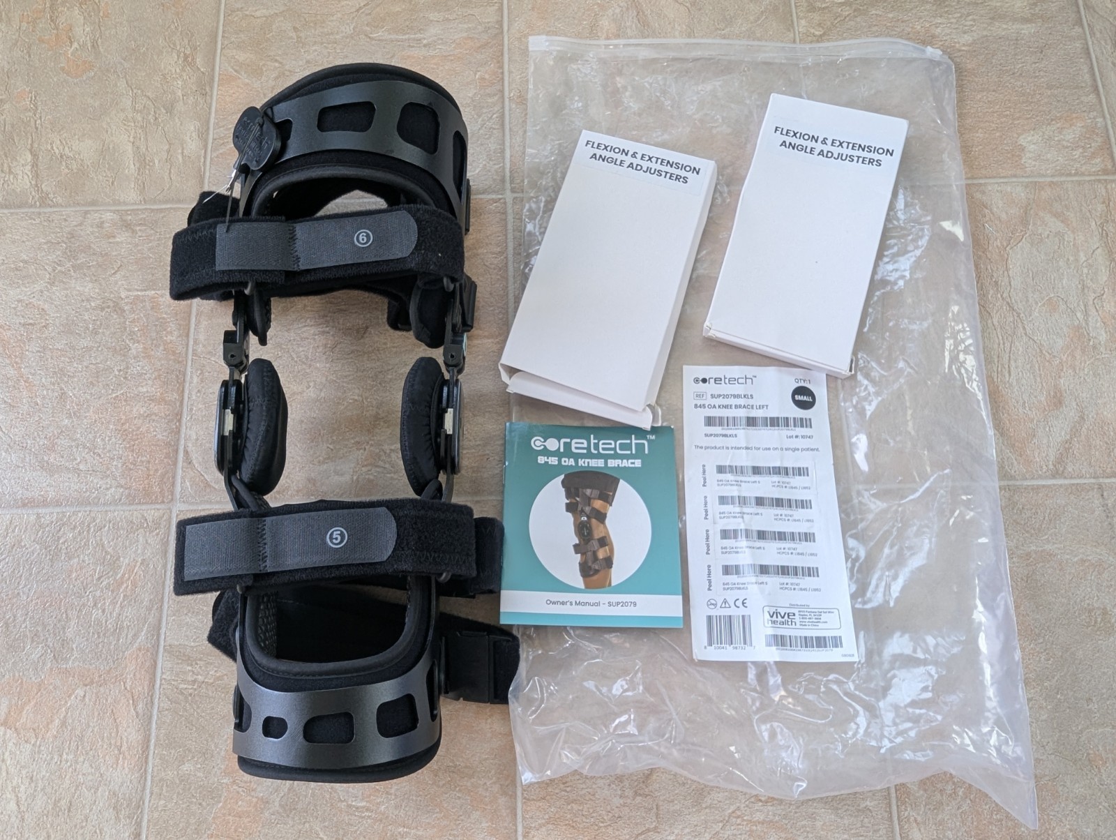 New Coretech LEFT Knee Brace 845 OA Size Small (SUP2079BLKRS) HCPCS L1845 L1852