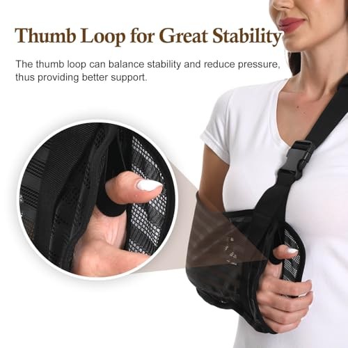 Arm Sling for Broken Arm, Torn Rotator Cuff, Shoulder, Elbow, One Size Black