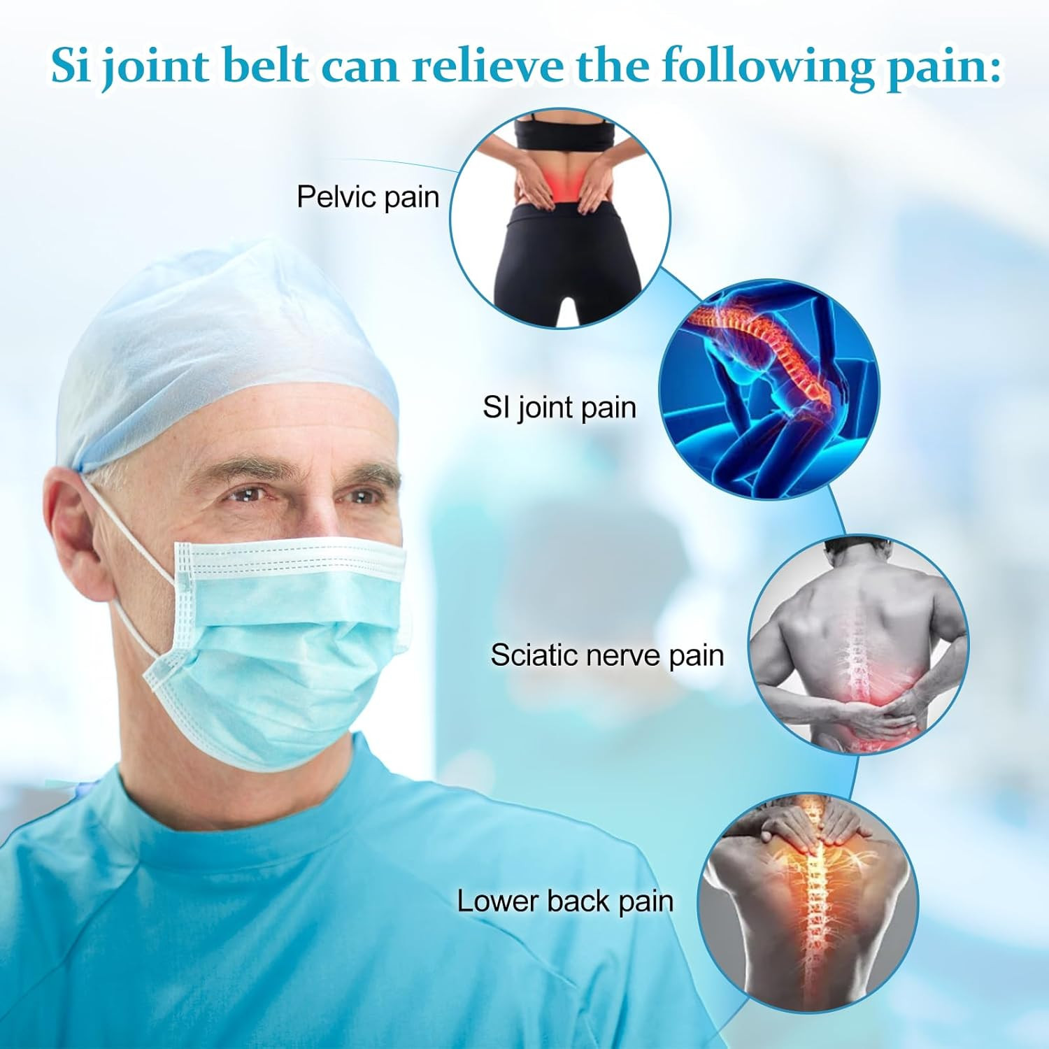 Back Brace for Lower Back Pain, Si Belt, Sciatic Nerve, Relief for Sciatica, Hip