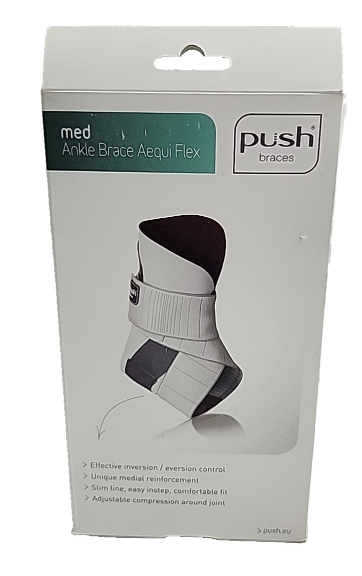 NEW Push Braces med Ankle Brace Aequi Flex Left Size 2 Gray