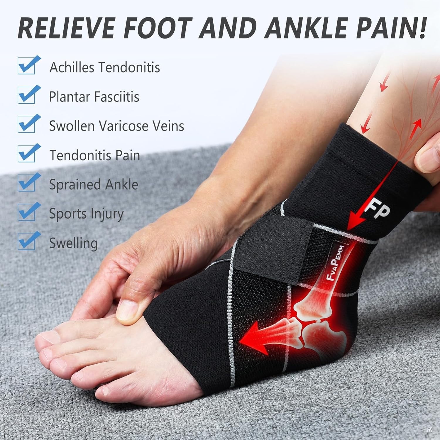 Comfortable Copper Ankle Compression Sleeve – 1 Pair for All Sports & Activities