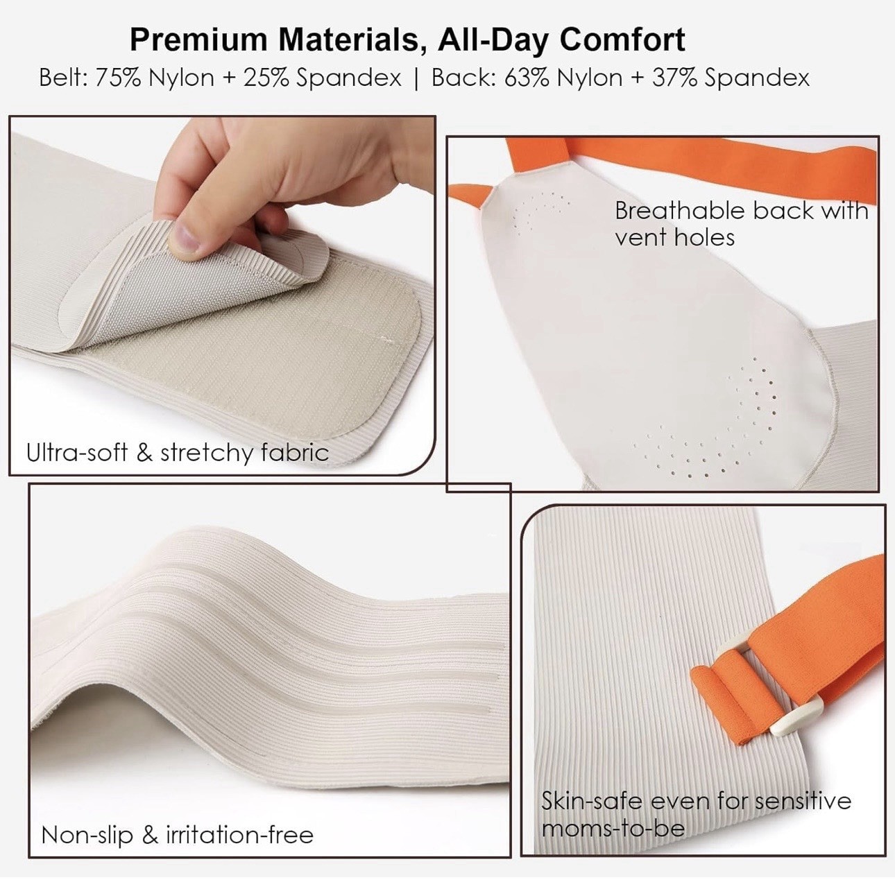 Pregnancy Belly Band with Adjustable Support Brace Straps (Beige L) New