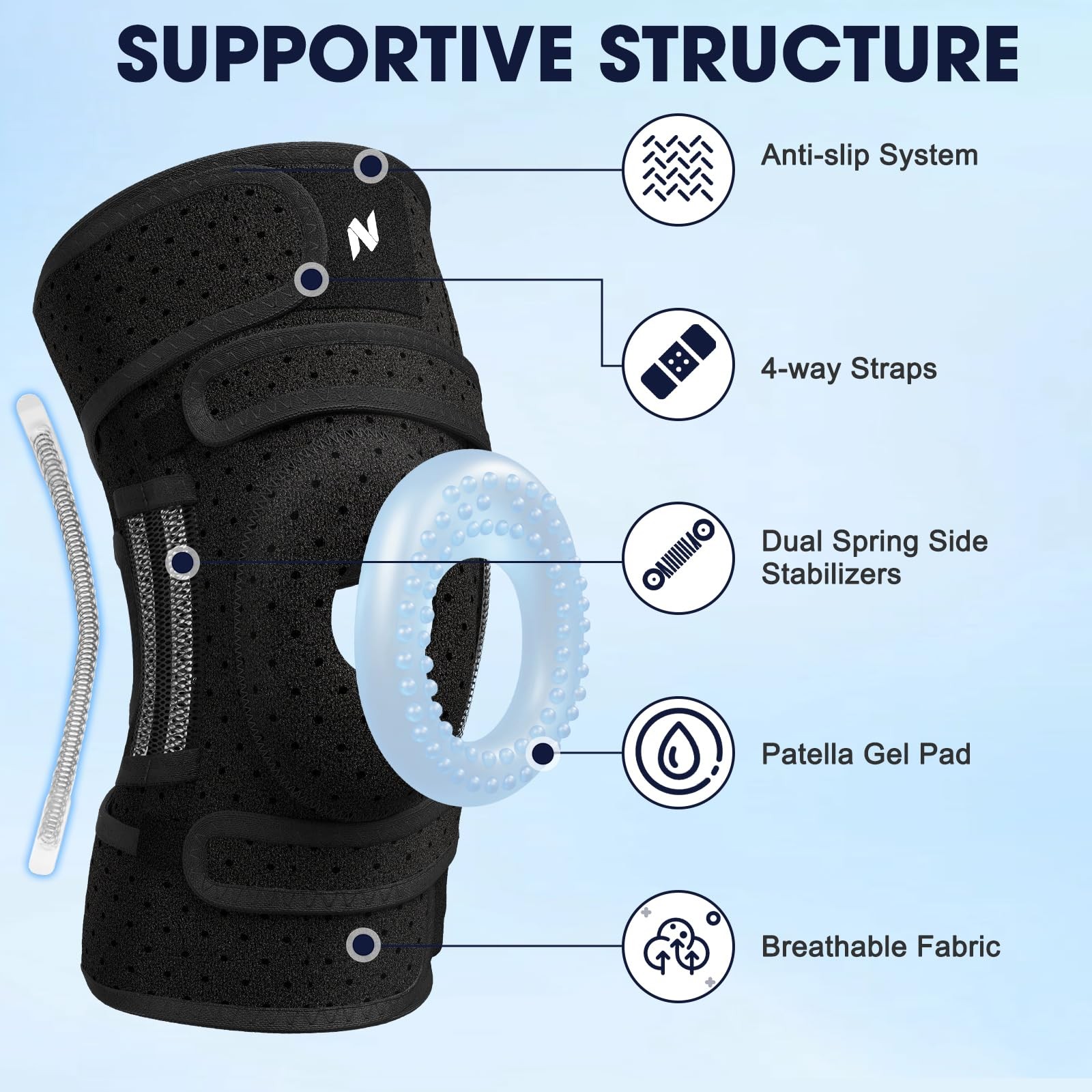 ELITE Knee Brace for Men & Women – Open-Back Knee Support with Side Stabilize…