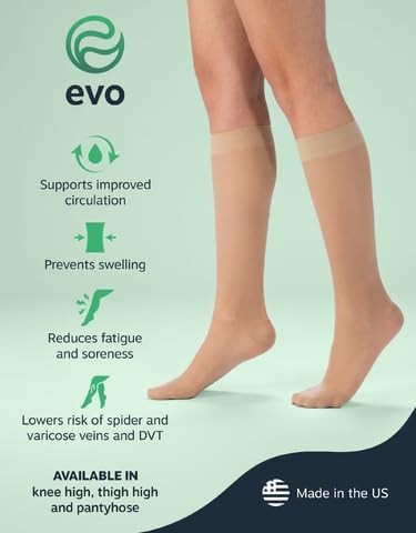 Women’s Sheer Compression Stockings 20-30 mmHg Knee High Open Toe – Pain Relief