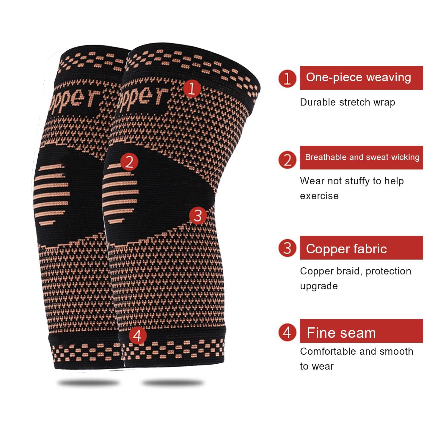 Copper Elbow Brace Compression Support Sleeve Arthritis Tendonitis Joint Pain TH