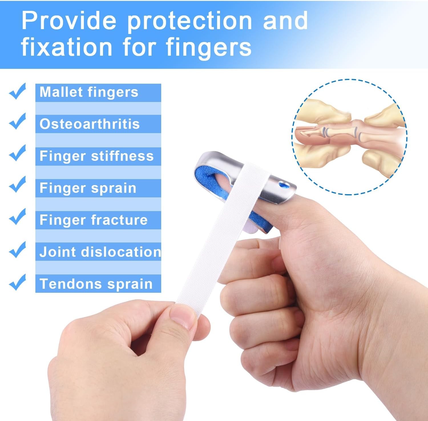 Finger Splint, 2pcs Support Brace for Arthritis Knuckle Small