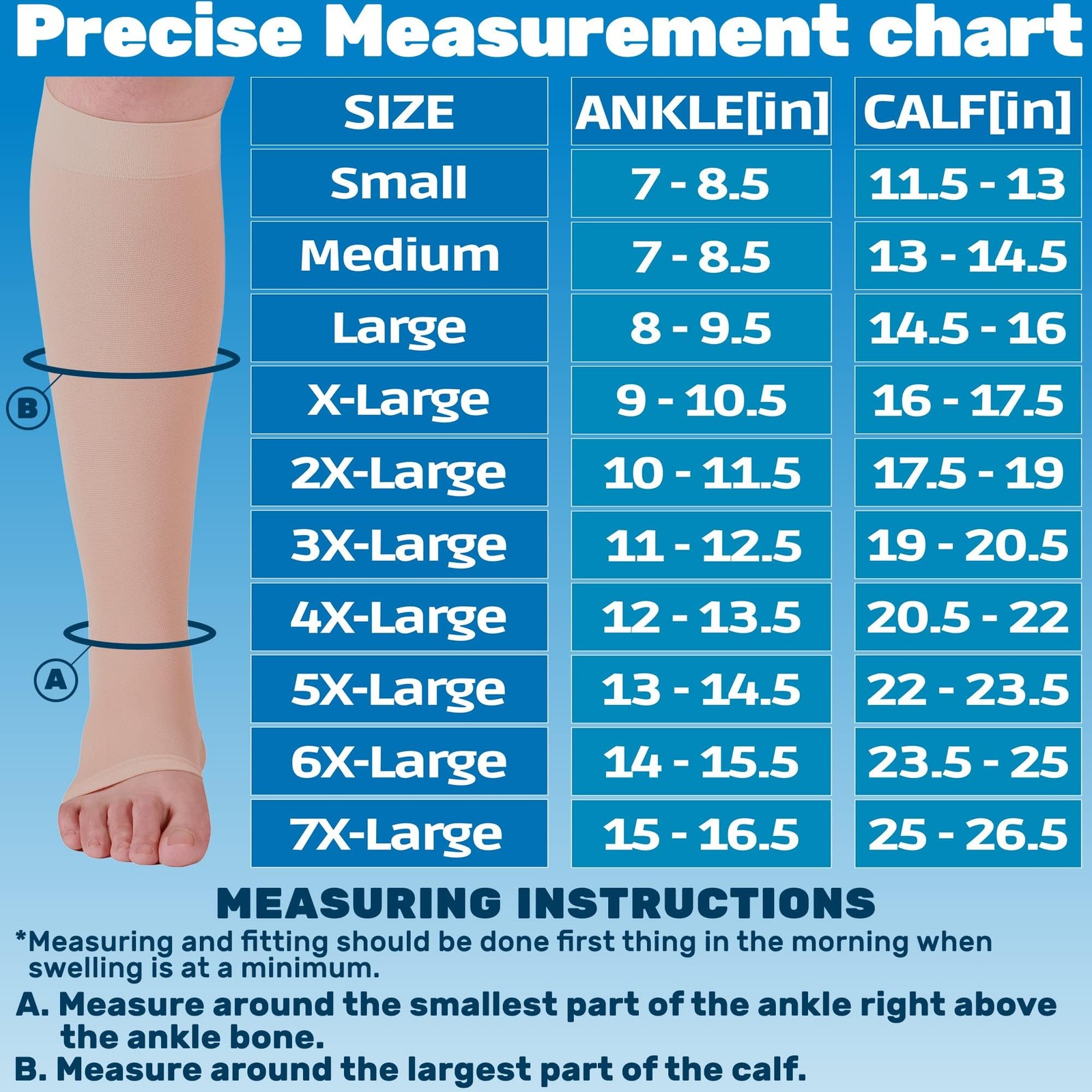 ABSOLUTE SUPPORT (3 Pairs) Opaque Compression Stockings with Open Toe for Wom…