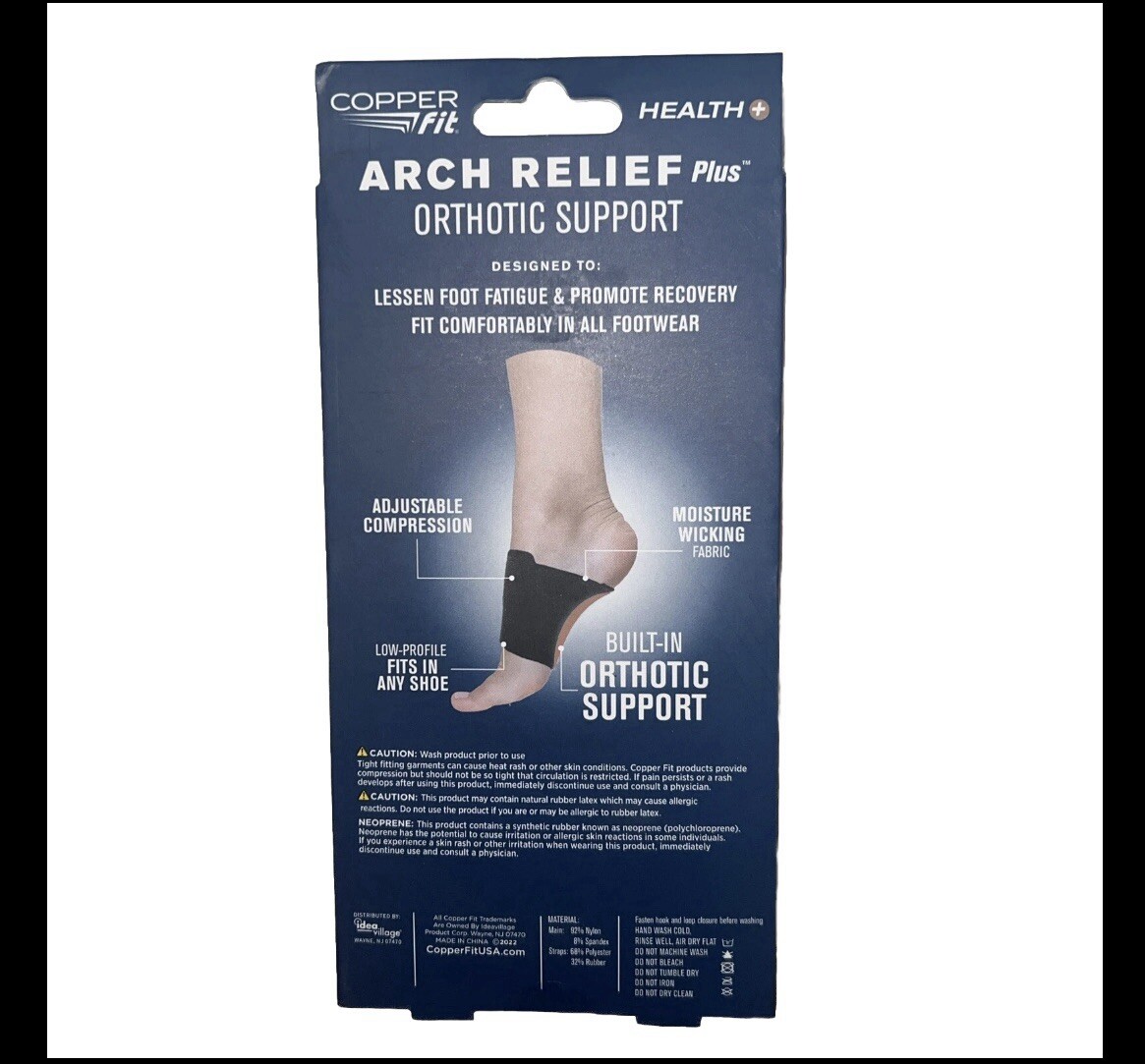 Copper Fit Health Arch Relief Plus Orthotic Support Compression Wraps One Size