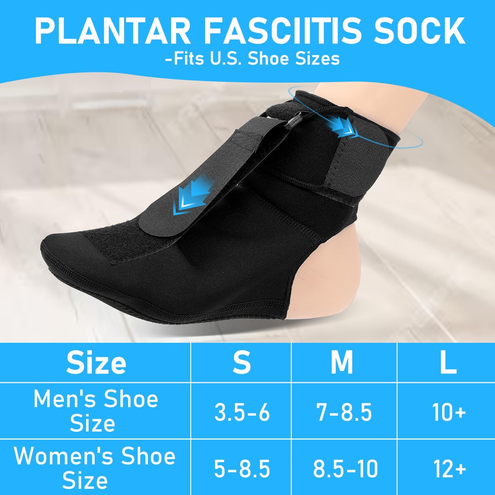 Plantar Fasciitis Night Splint, Supportive Foot Brace with Arch Cushion for Plan
