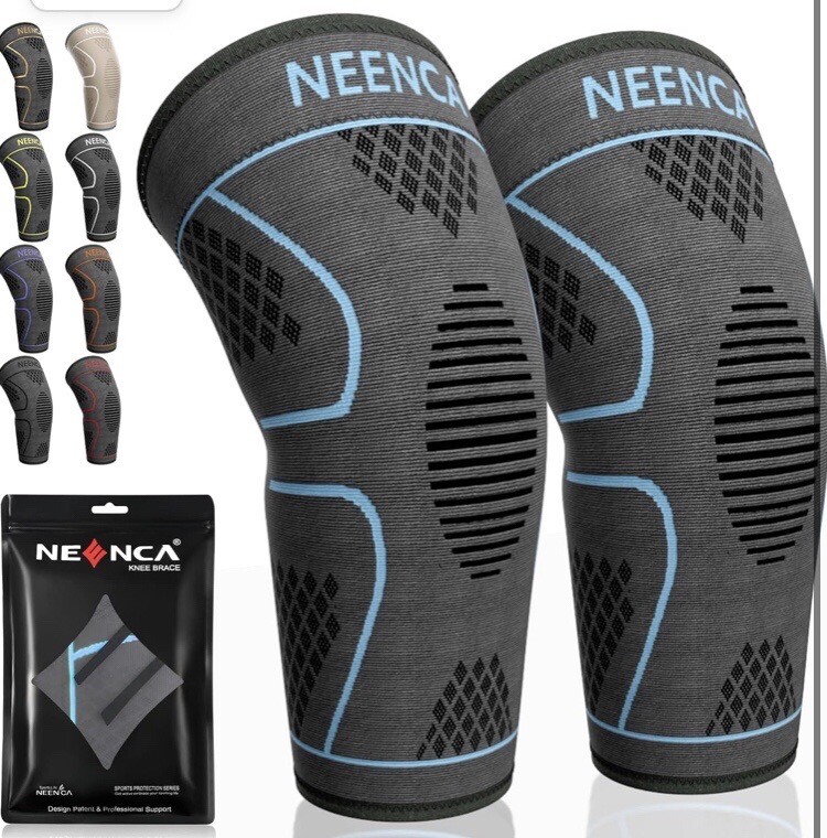 NEENCA Knee Braces for Knee Pain Women & Men -2 Pack Knee Sleeves Sky Blue (XXL)