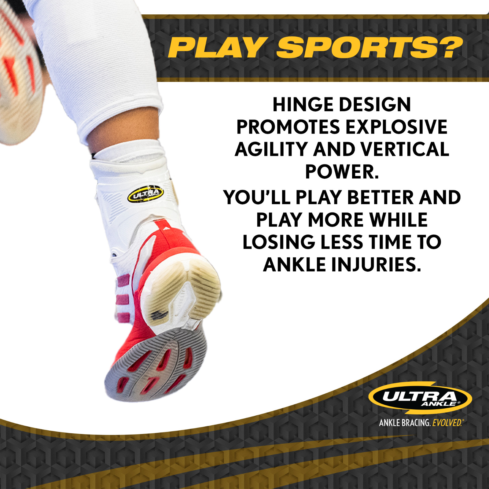Ultra Zoom Ankle Brace (White) – Hinge Design Promotes Faster Healing