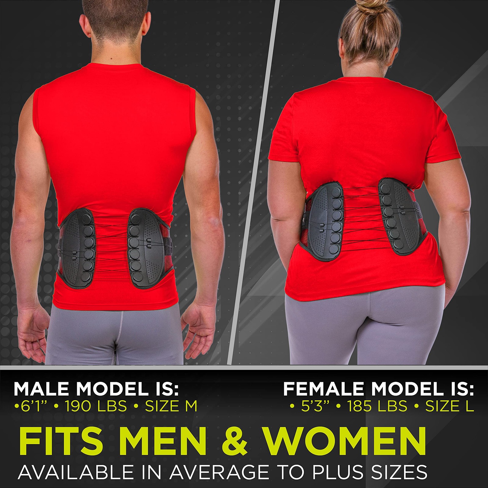 BraceAbility Spine Sport Lower Back Brace – Working Out, Exercise, XL, Black