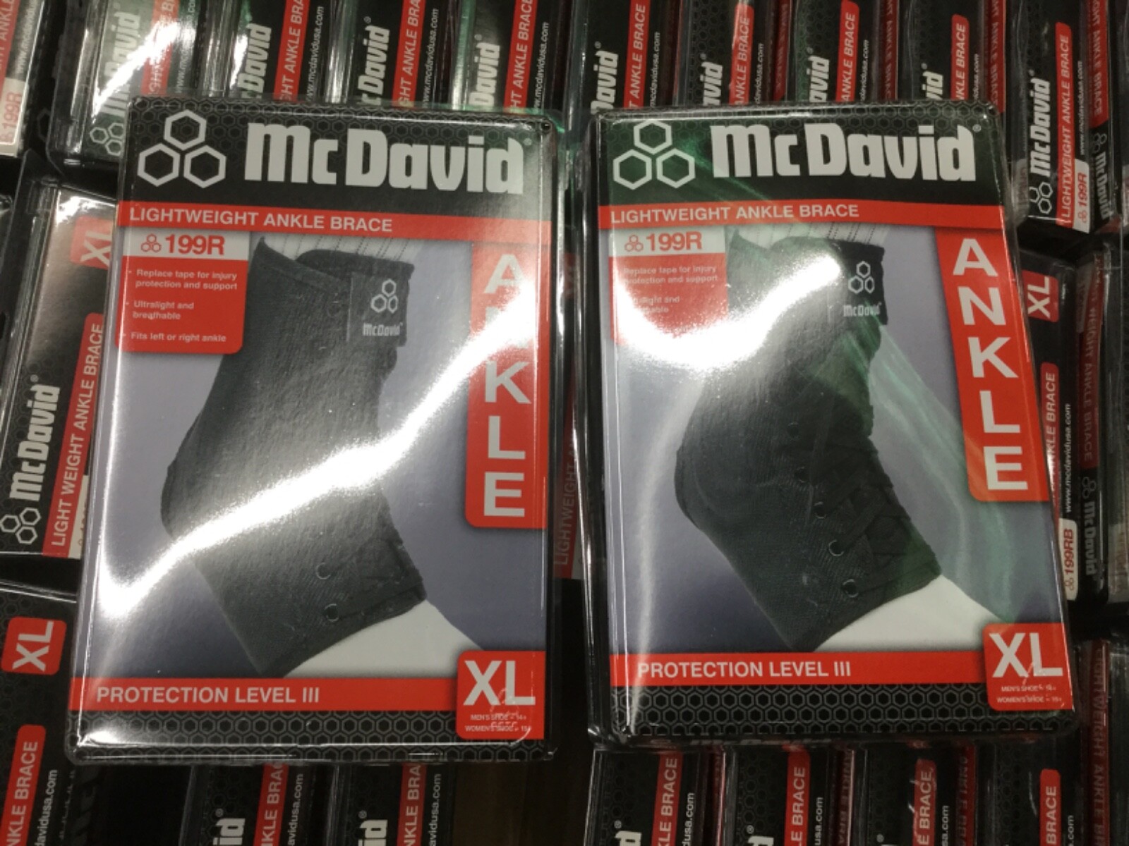 (2) 199RB McDavid LIGHT WEIGHT ANKLE BRACE PROTECTION LEVEL III XL MENS SIZE 14+