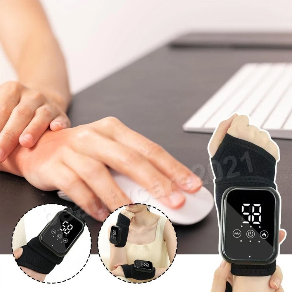 Cordless Hand Wrist Massager Pain Relief with 3 Heat Levels & 3 Vibration Modes