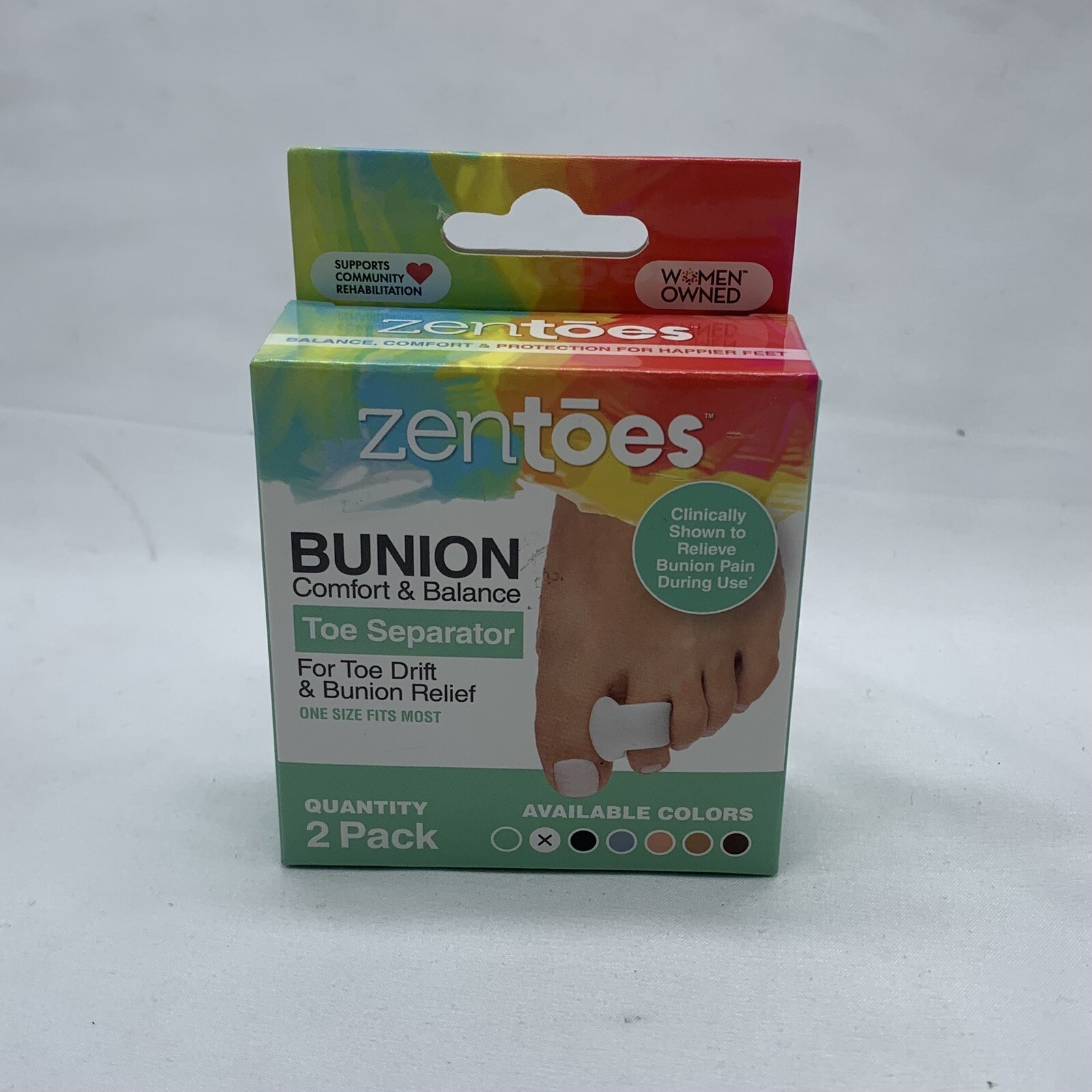 ZenToes 2 Pack Bunion Comfort & Balance Toe Separators, White Color